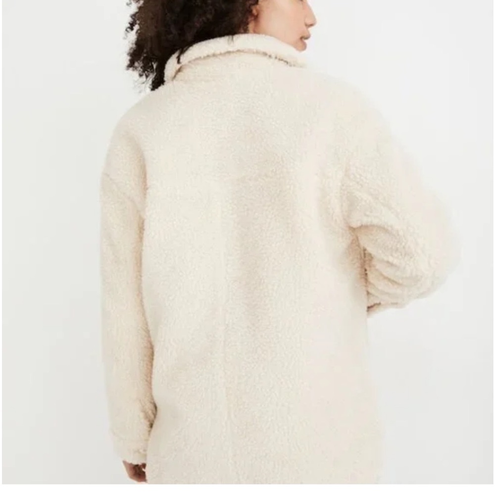 Madewell cream Sherpa soft oversized teddy jacket coat white beige tan small - Picture 4 of 10